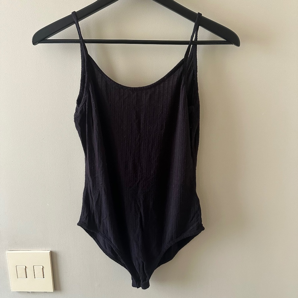 Urban Outfitters Out From Under Black Ribbed Bodysuit w/ Snaps